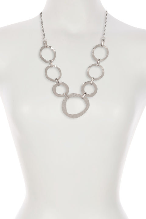 Hammered Halo Link Statement Necklace - SP