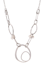 Faux Pearl & Orbit Lines Statement Necklace - SP