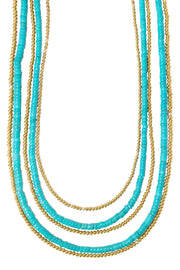 Turquoise Multi Strand Layered Necklace - GF