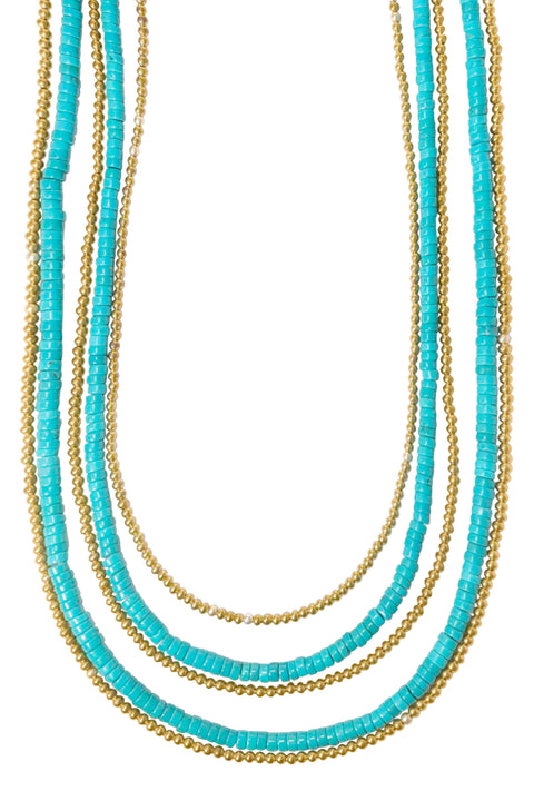 Turquoise Multi Strand Layered Necklace - GF