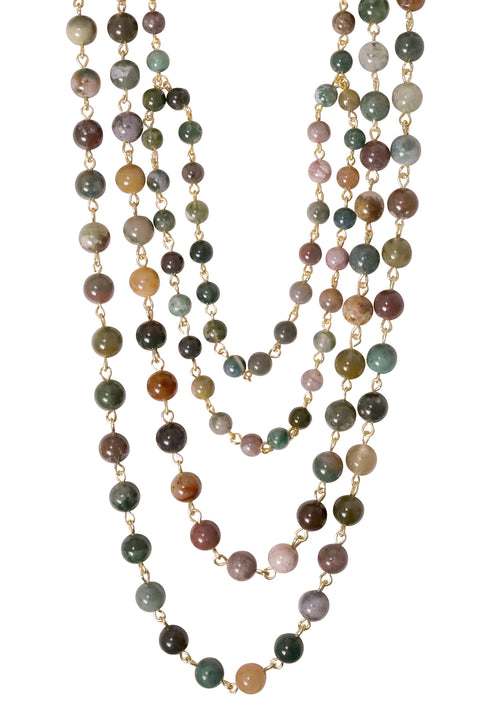 Mixed Jasper Multi Strand Layered Necklace - GF