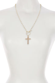 Austrian Crystal Cross Pendant Necklce - GF