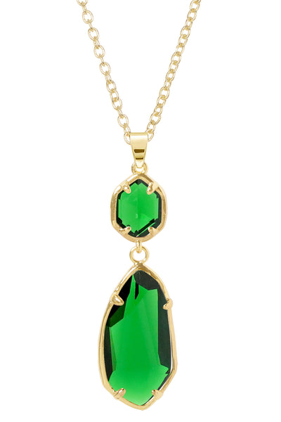 Emerald Crystal Hanging Pendant Necklace - GF