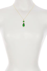 Emerald Crystal Hanging Pendant Necklace - GF
