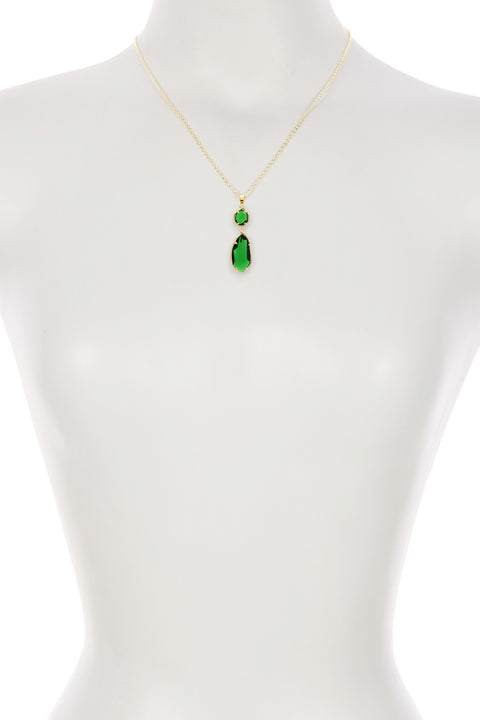 Emerald Crystal Hanging Pendant Necklace - GF