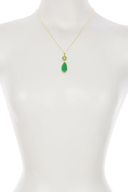 Green Chalcedony Crystal Hanging Pendant Necklace - GF