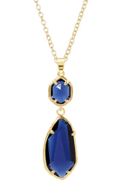 London Blue Crystal Hanging Pendant Necklace - GF