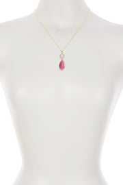 Pink Cat's Eye Hanging Pendant Necklace - GF