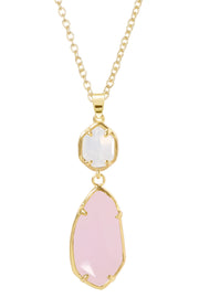 Rose Crystal Hanging Pendant Necklace - GF