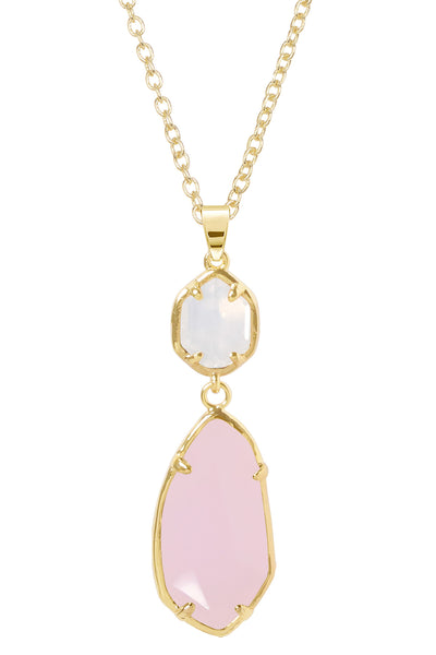 Rose Crystal Hanging Pendant Necklace - GF