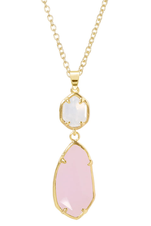 Rose Crystal Hanging Pendant Necklace - GF