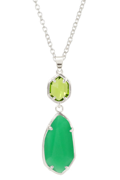 Green Chalcedony Crystal Hanging Pendant Necklace - SF