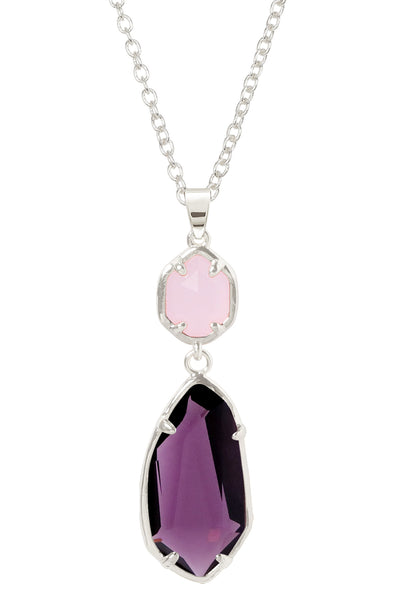 Lavender Crystal Hanging Pendant Necklace - SF