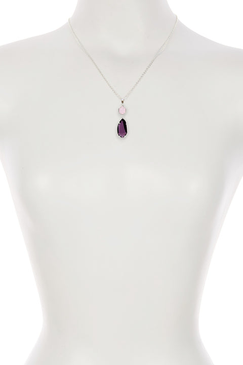 Lavender Crystal Hanging Pendant Necklace - SF