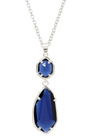 London Blue Crystal Hanging Pendant Necklace - SF