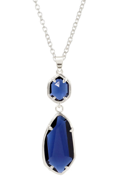 London Blue Crystal Hanging Pendant Necklace - SF