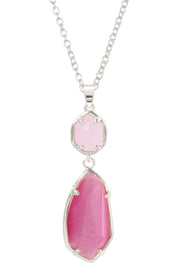 Pink Cat's Eye Hanging Pendant Necklace - SF