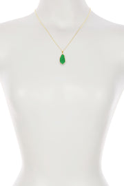 Green Chalcedony Crystal Fancy Cut Pendant Necklace - GF