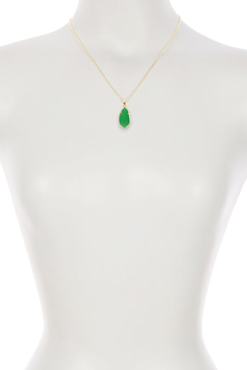 Green Chalcedony Crystal Fancy Cut Pendant Necklace - GF