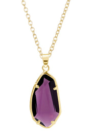 Lavender Crystal Fancy Cut Pendant Necklace - GF