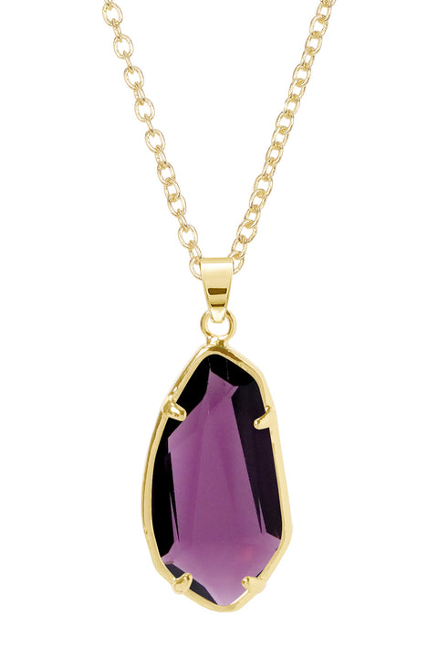 Lavender Crystal Fancy Cut Pendant Necklace - GF