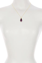 Lavender Crystal Fancy Cut Pendant Necklace - GF