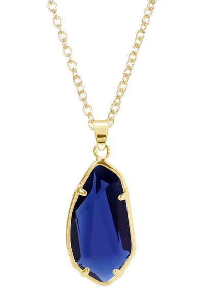 London Blue Crystal Fancy Cut Pendant Necklace - GF
