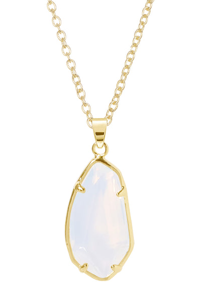Moonstone Crystal Fancy Cut Pendant Necklace - GF