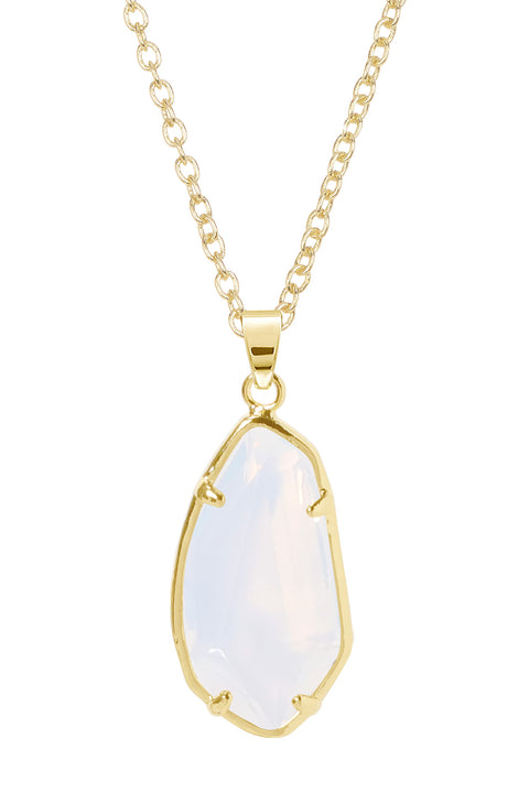 Moonstone Crystal Fancy Cut Pendant Necklace - GF