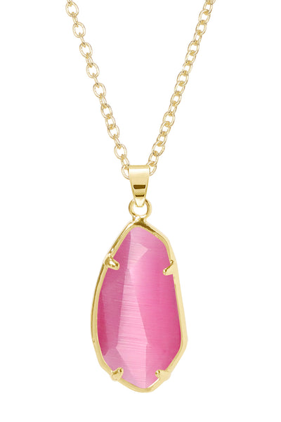 Pink Cat's Eye Fancy Cut Pendant Necklace - GF