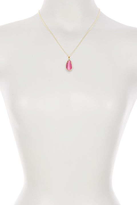 Pink Cat's Eye Fancy Cut Pendant Necklace - GF