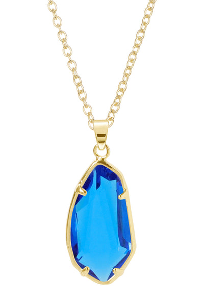 Swiss Blue Crystal Fancy Cut Pendant Necklace - GF
