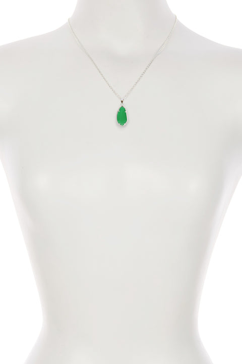 Green Chalcedony Crystal Fancy Cut Pendant Necklace - SF