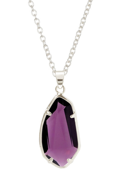 Lavender Crystal Fancy Cut Pendant Necklace - SF