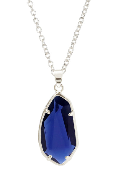 London Blue Crystal Fancy Cut Pendant Necklace - SF