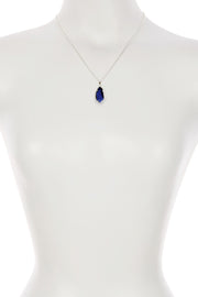 London Blue Crystal Fancy Cut Pendant Necklace - SF