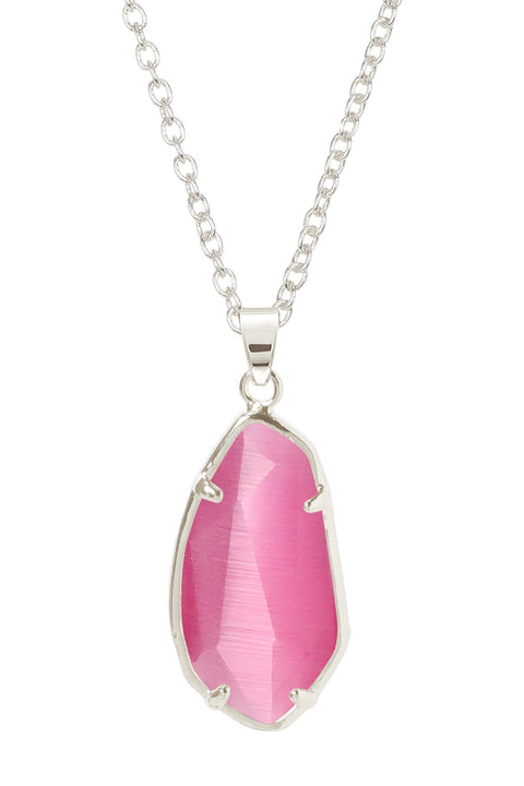 Pink Cat's Eye Fancy Cut Pendant Necklace - SF