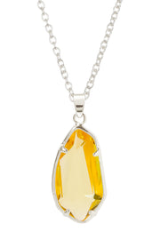 Yellow Crystal Fancy Cut Pendant Necklace - SF