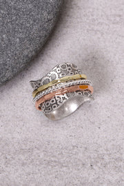 Bali Style Spinner Ring In Tr-Color - SF