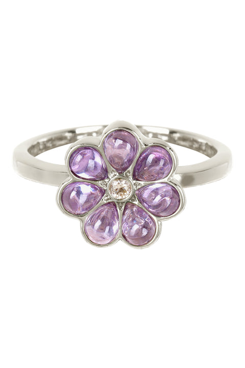 lavender flower ring Lavender Crystal & CZ Flower Ring