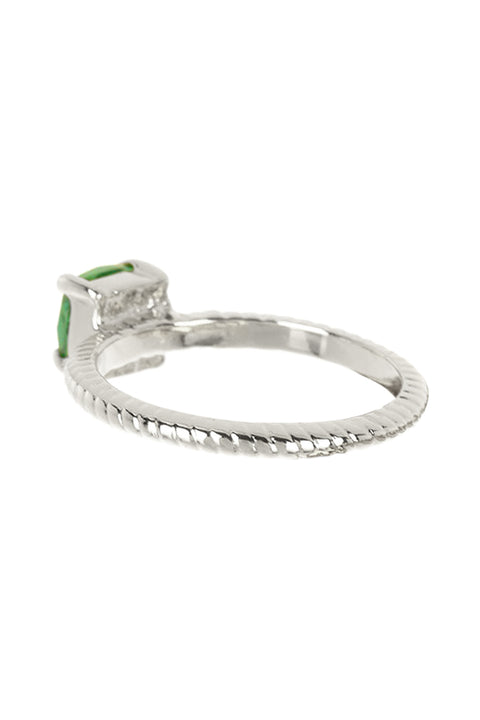 Emerald Cubic Zirconia Square Ring - SF
