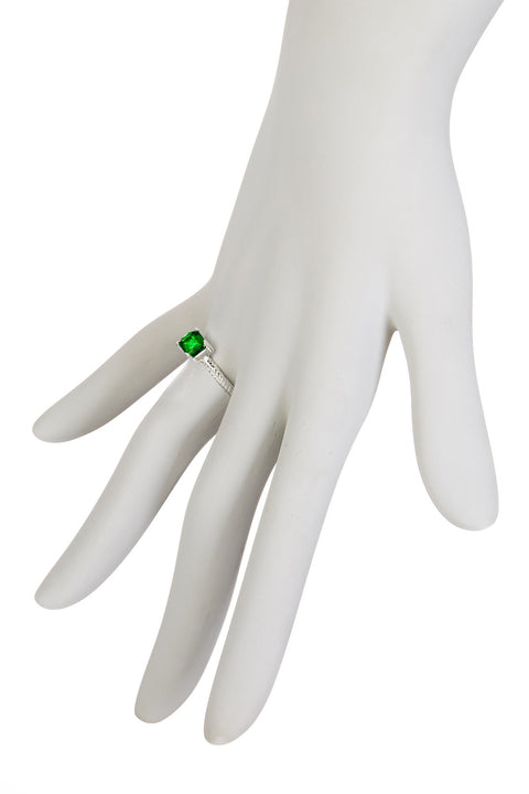 Emerald Cubic Zirconia Square Ring - SF