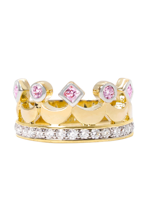 Pink Cubic Zirconia Crown Ring - GF