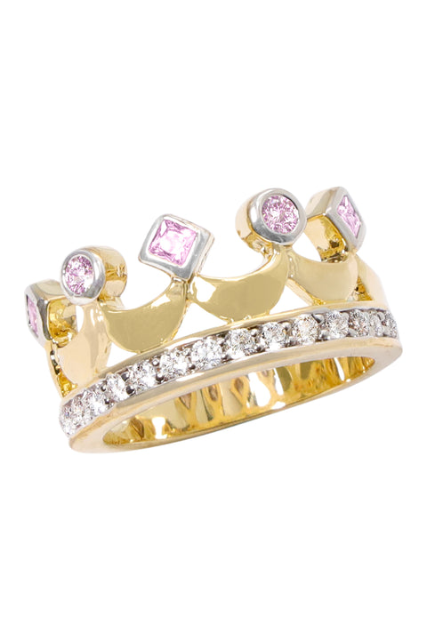 Pink Cubic Zirconia Crown Ring - GF