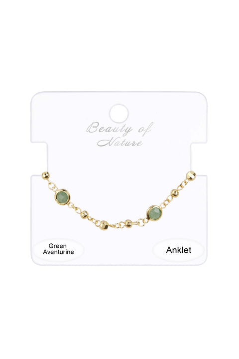 Green Aventurine Clad Chain Anklet - GF