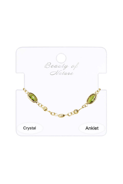 Peridot Crystal Framed Anklet - GF