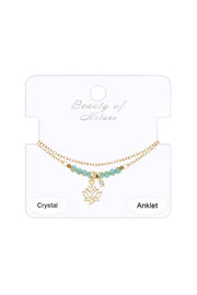 Austrian Crystal Lotus Charm Anklet - GF