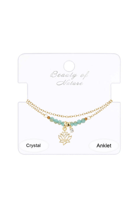 Austrian Crystal Lotus Charm Anklet - GF