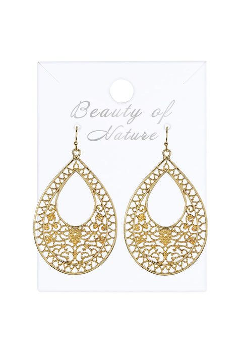 Filigree Statement Earrings In Gold - GF
