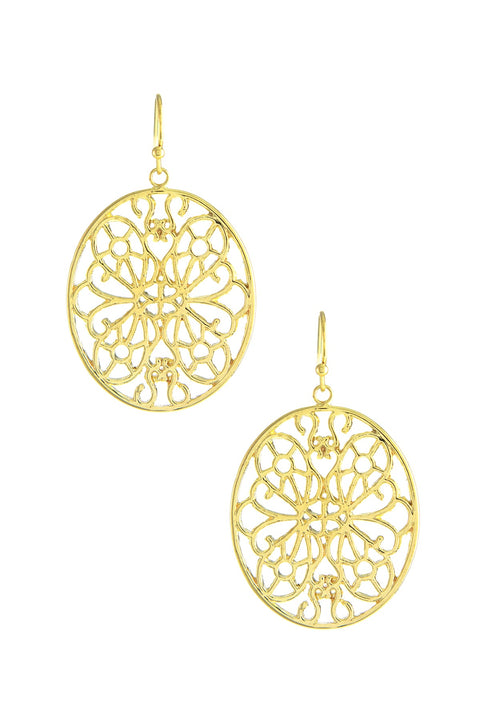 Flower Filigree Drop Earrings - GF